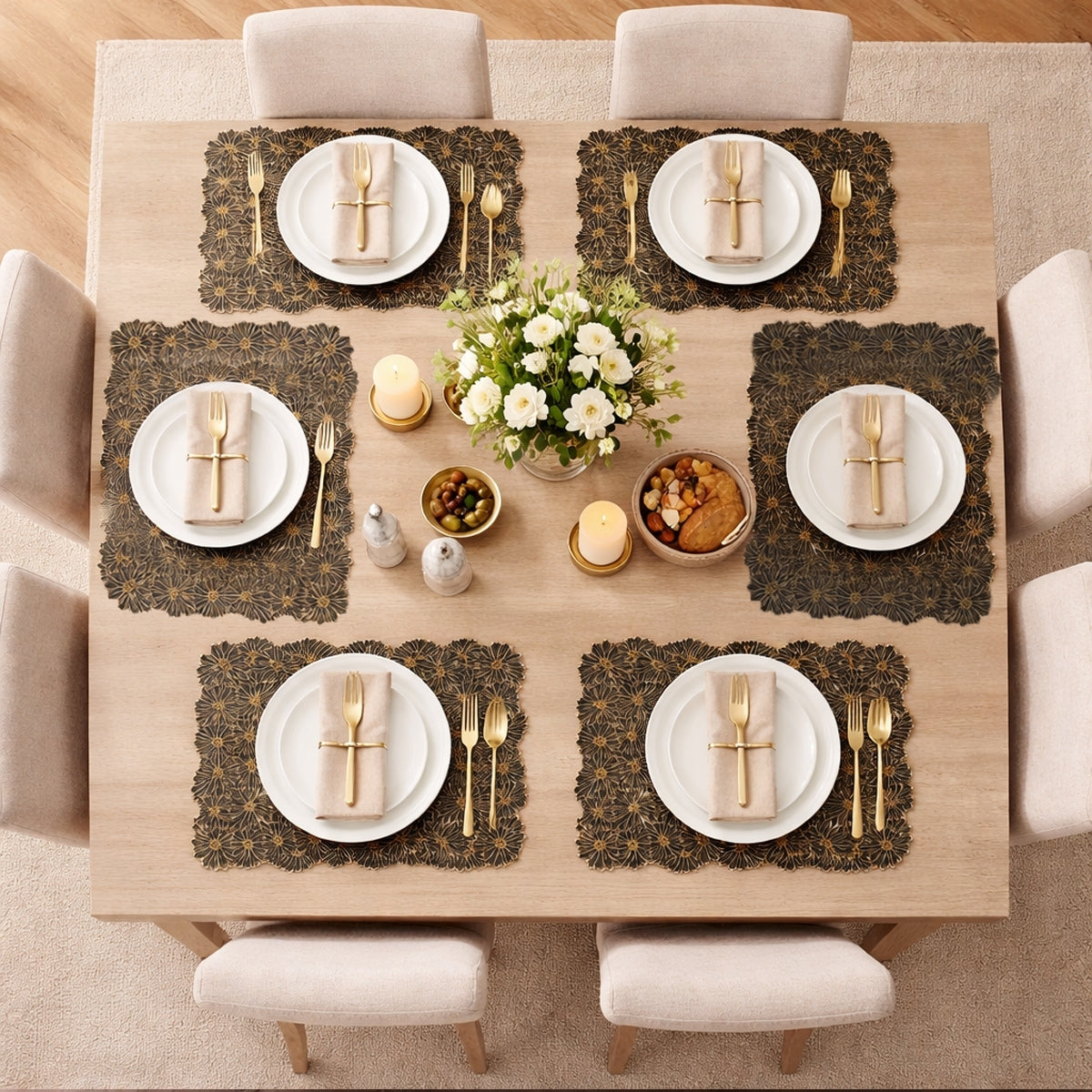 Golden & Black Daisy Cluster Placemat