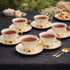6 Persons Ceramic Tea cup & Saucer Set - Golden Arabic Design
