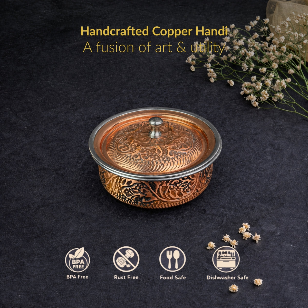 Handcrafted Copper Handi Set