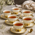 6 Persons Ceramic Tea cup & Saucer Set - Golden Bushes Design