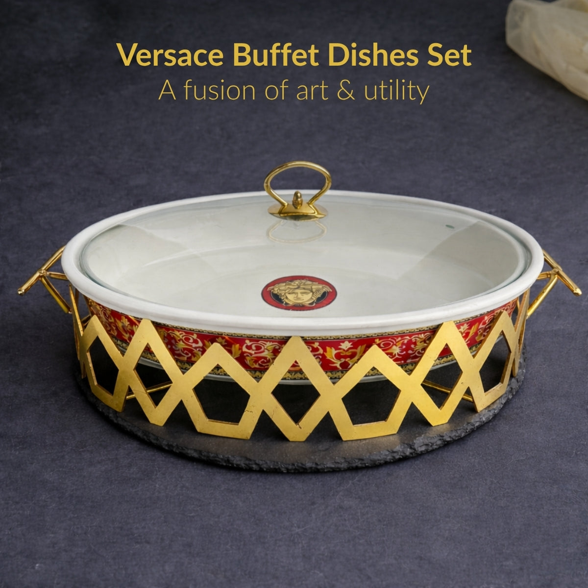 Versace Buffet Dishes Set of 3 -Mauve