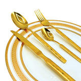 Imported Cutlery 24-Piece Golden Flower Pattern Design - 6 Person