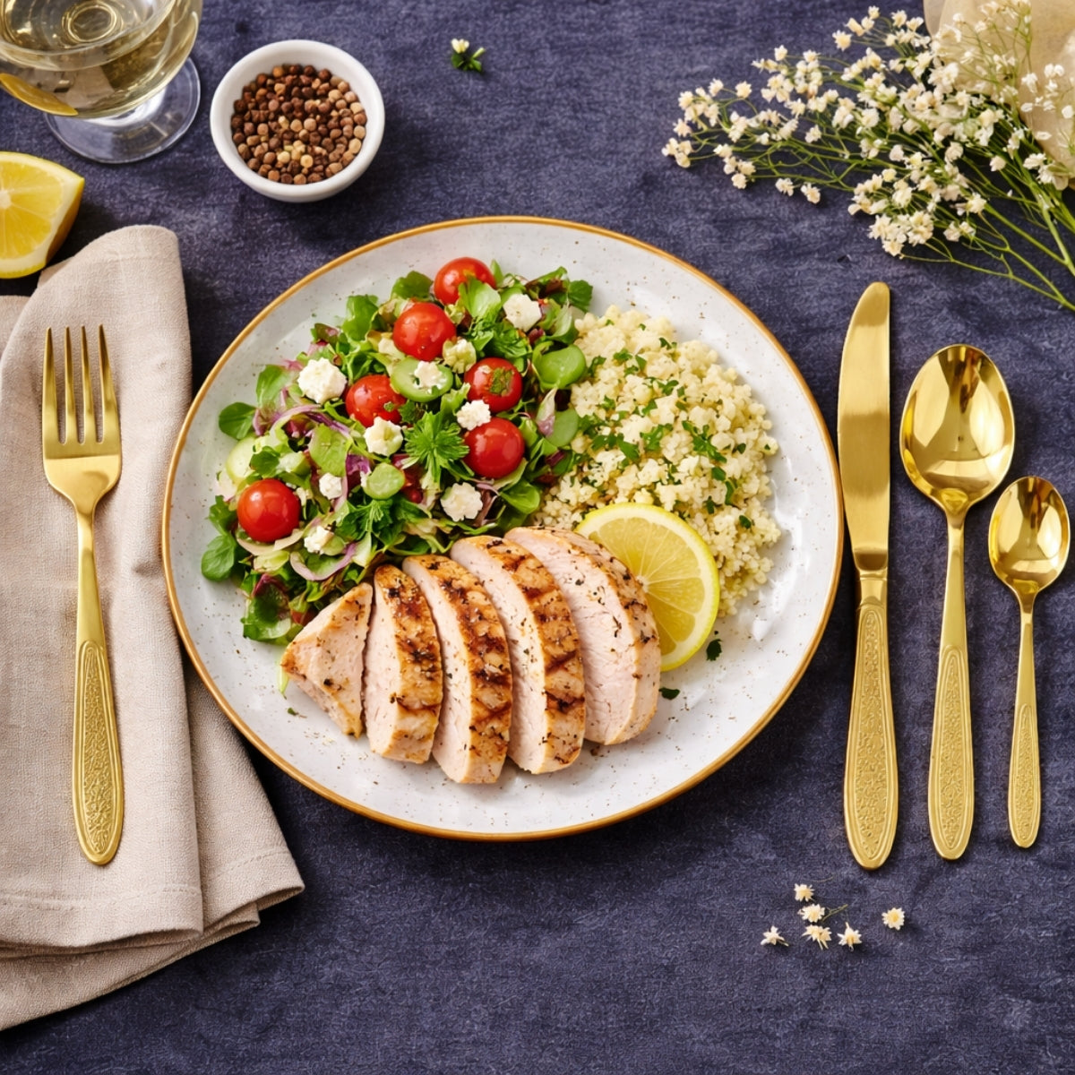 AYD Premium 24-Piece Golden Cutlery Set - 6 Person