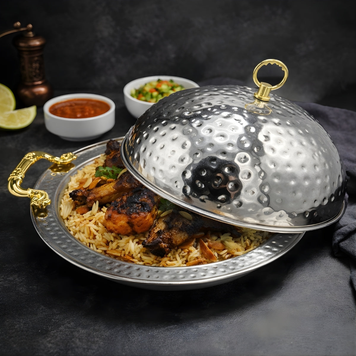 QM® Mandi Rice BBQ Serving Platter-Stainless Steel
