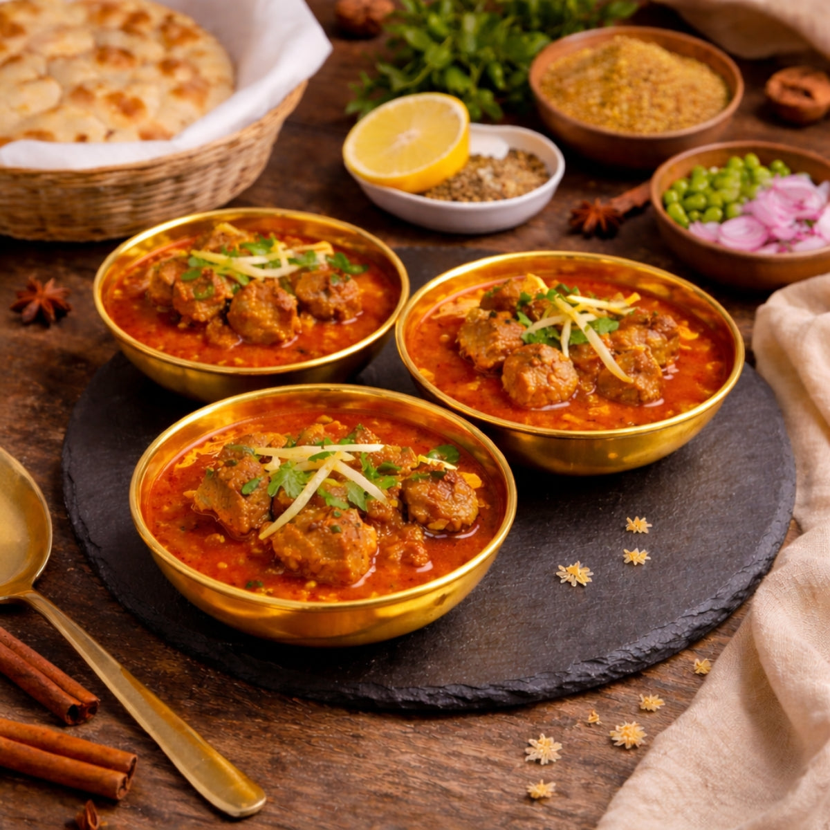 QM® Golden Nihari Bowls-Set of 3-PVD Coated