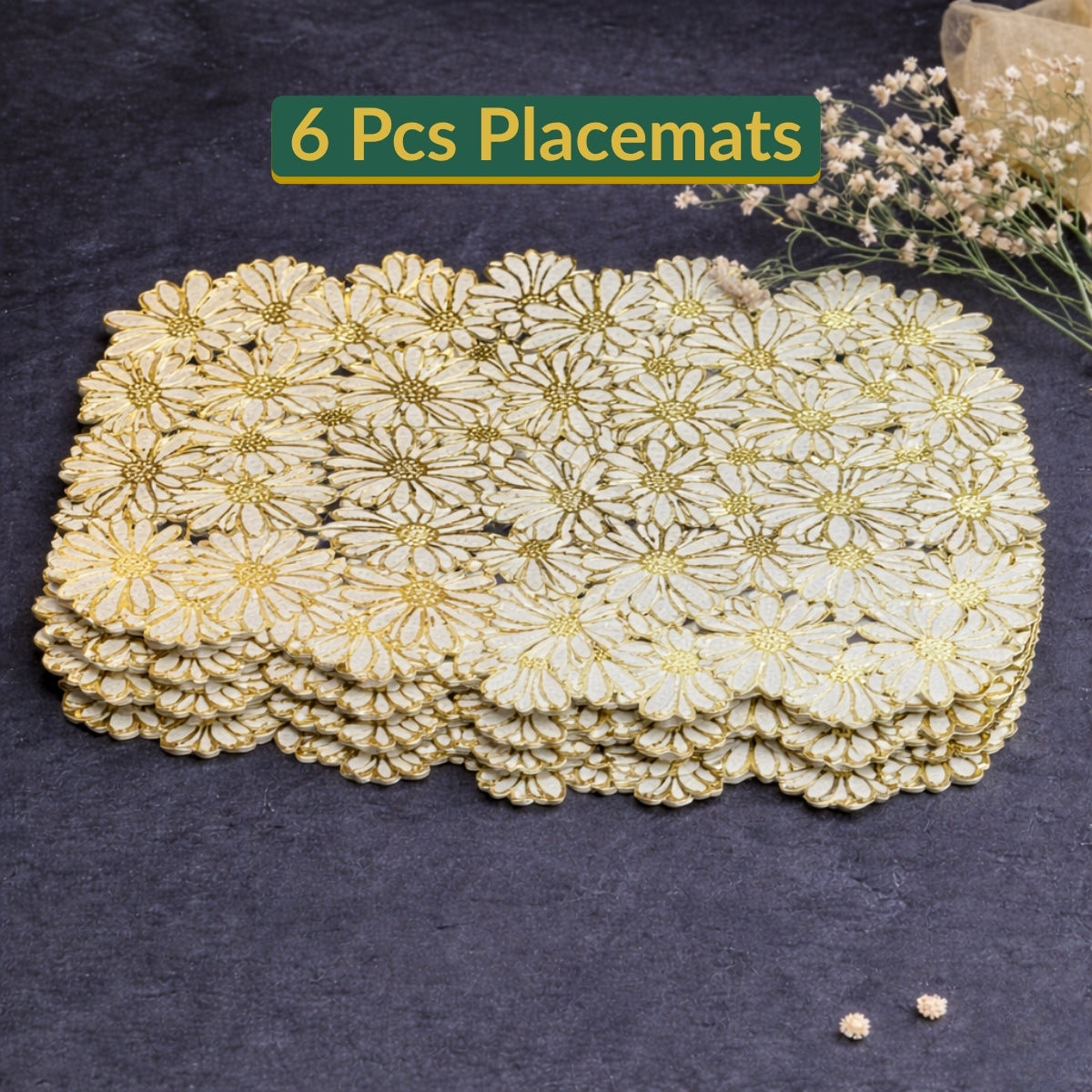 Golden & White Daisy Cluster Placemat