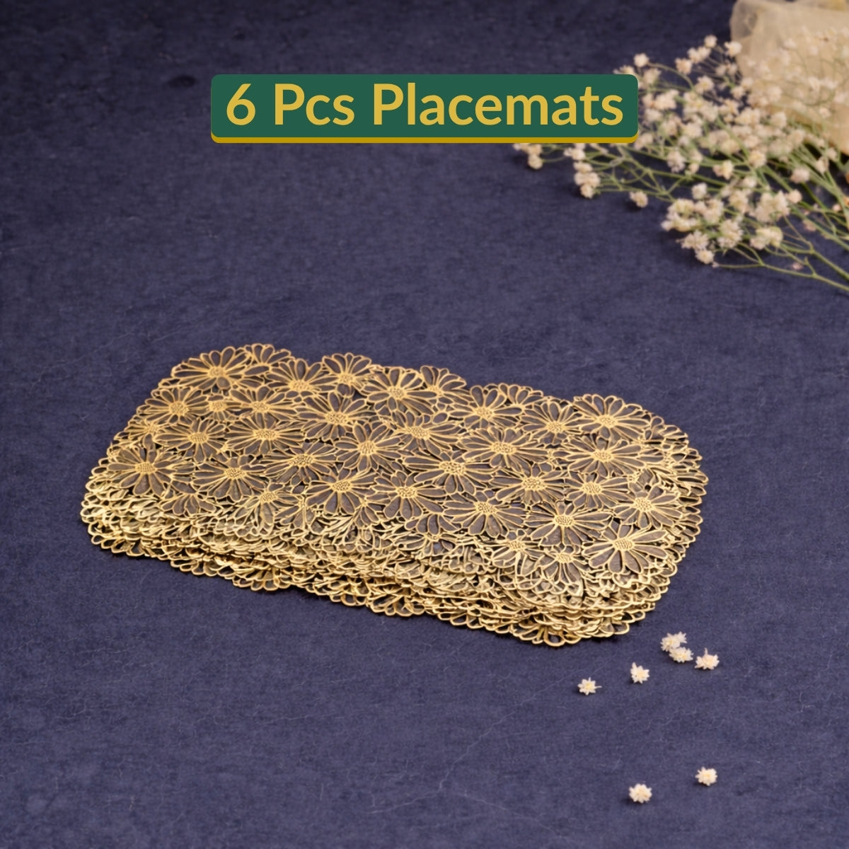 Golden & Grey Daisy Cluster Placemat