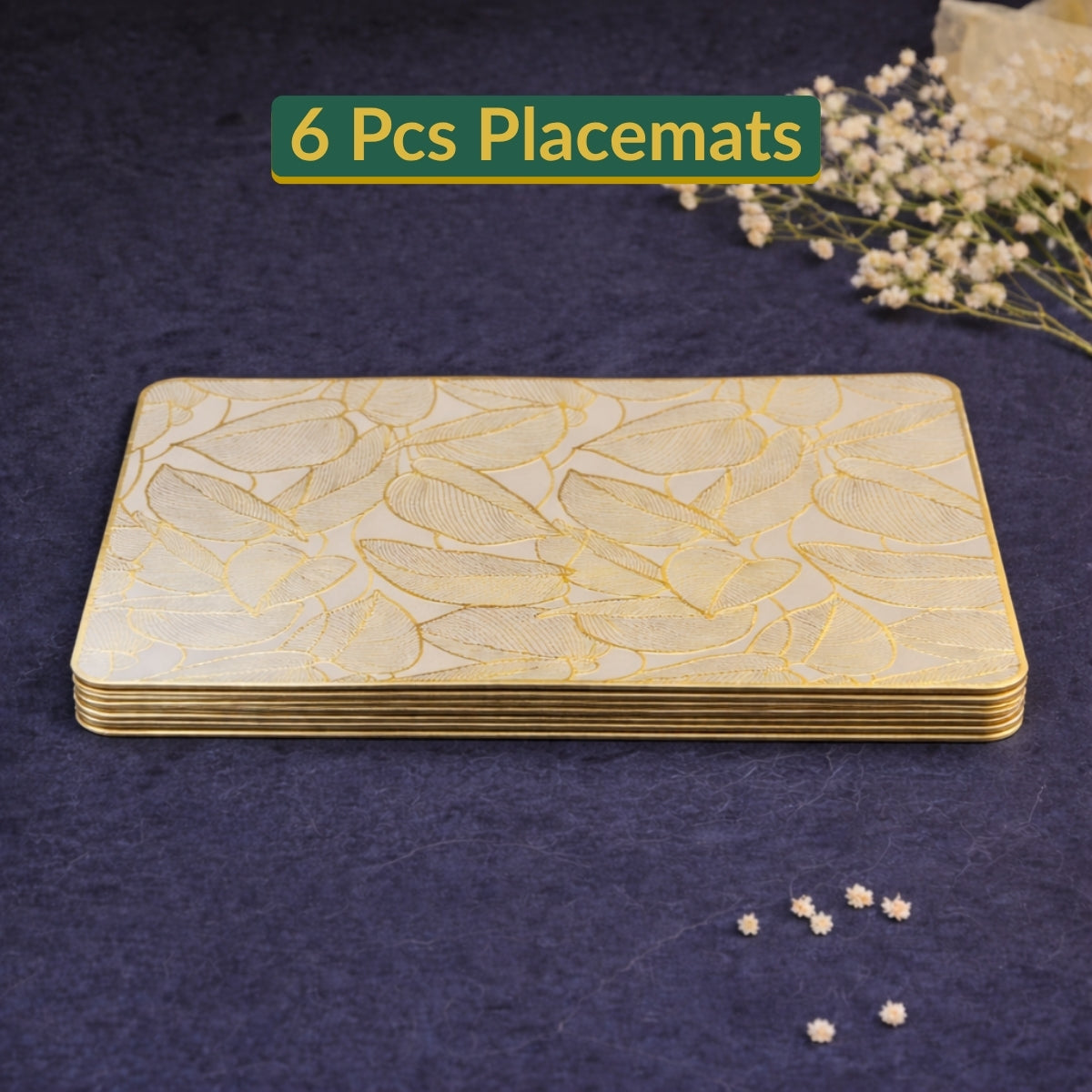 Golden & White Banana Leaves Placemat