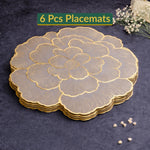 Golden & Grey Round Floral Placemat