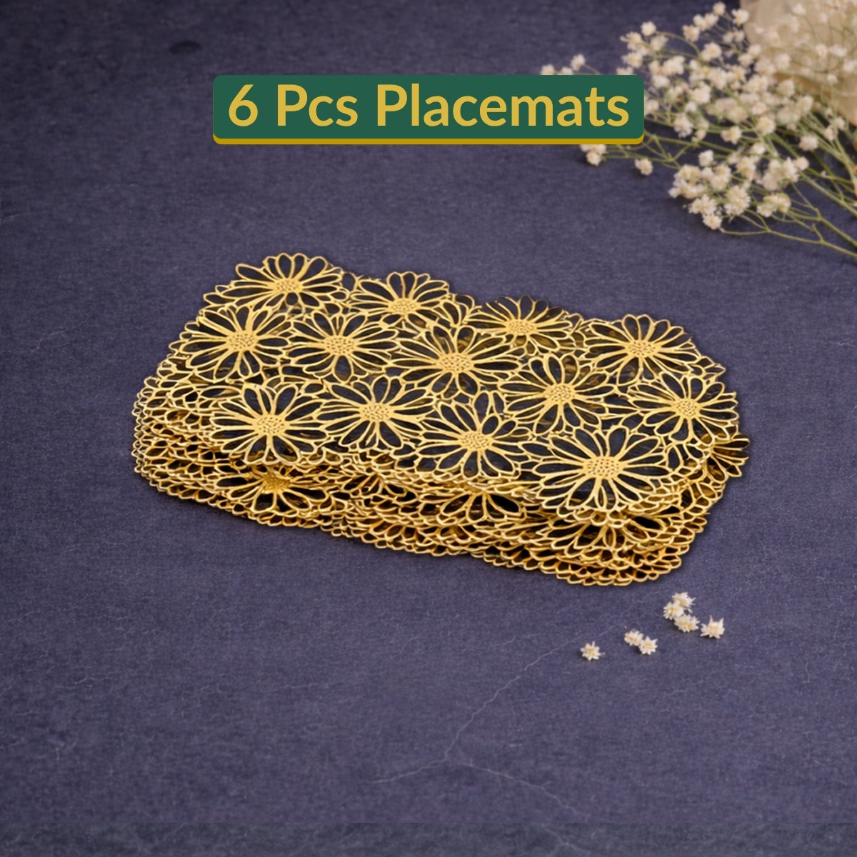 Golden & Black Daisy Cluster Placemat