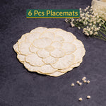 Golden & White Round Floral Placemat
