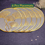 Golden & Grey Round Ginkgo Placemat