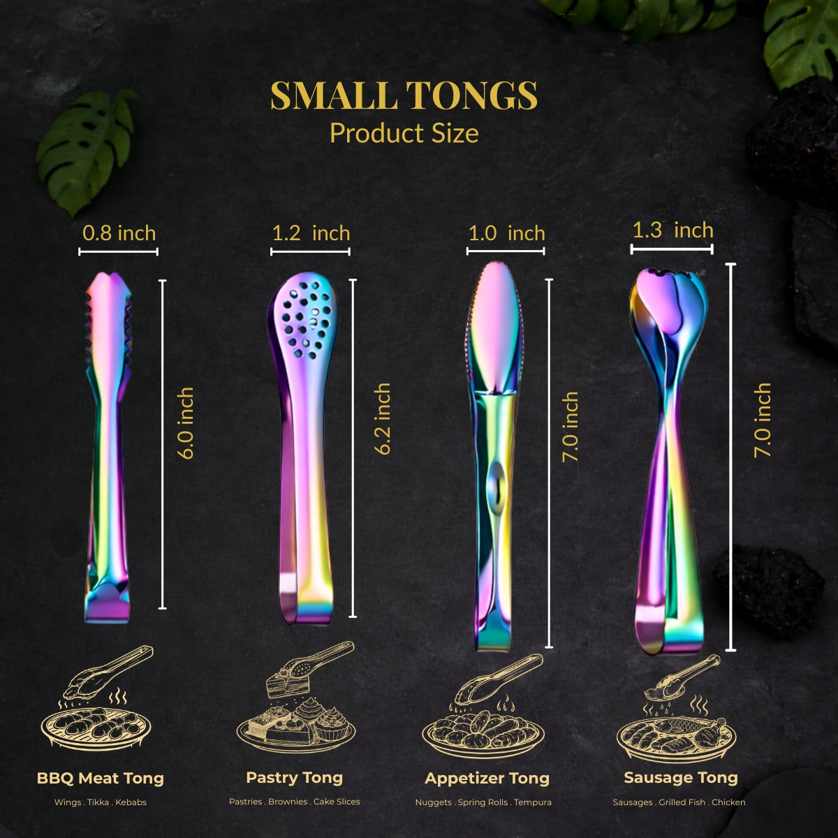 QM® Set of 4 Small Tongs Multipurpose