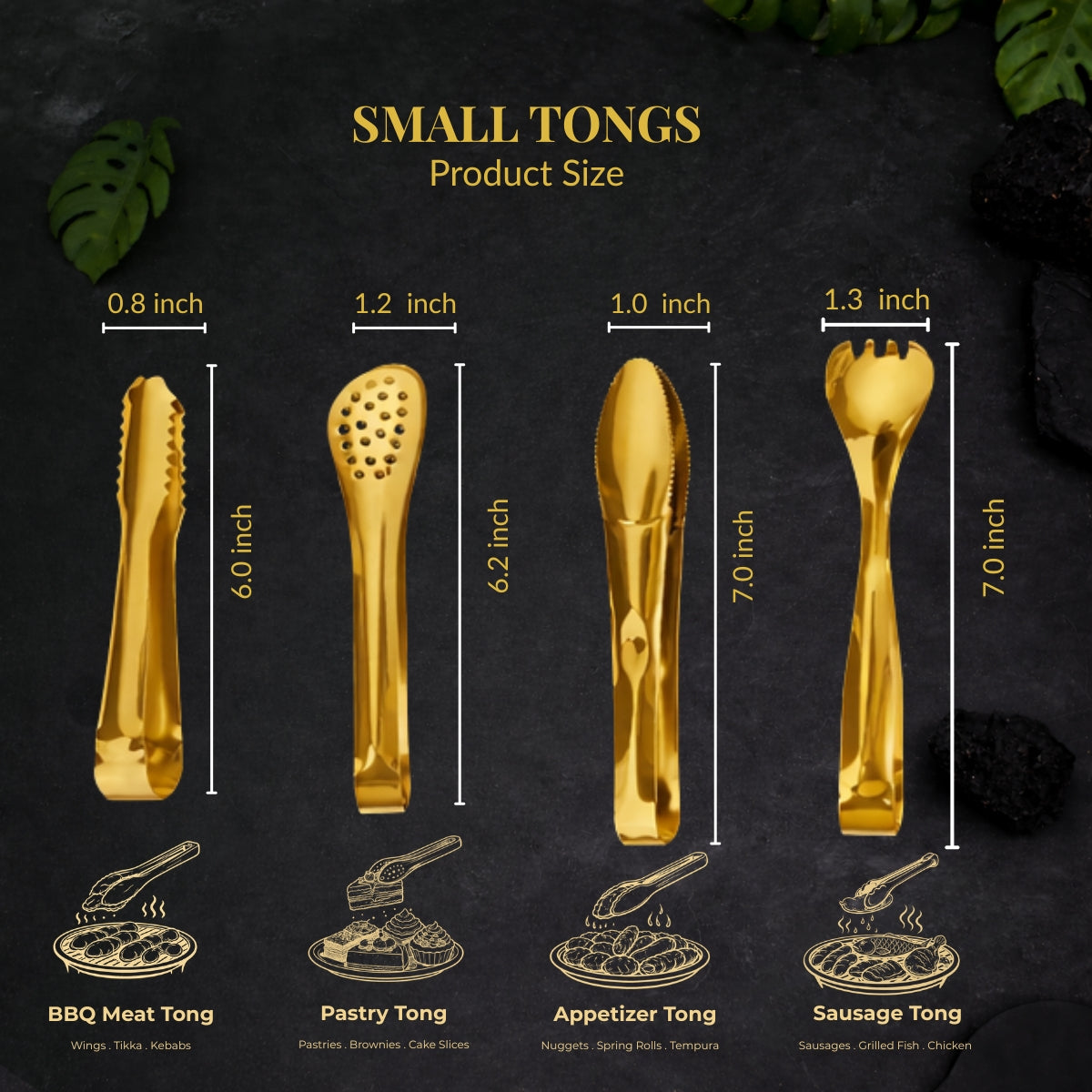 QM® Set of 4 Small Tongs Multipurpose