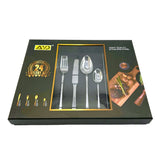 AYD Premium 24-Piece Hammered Golden & Silver Cutlery Set - 6 Person