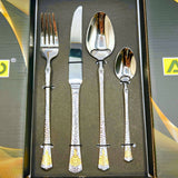 AYD Premium 24-Piece Hammered Golden & Silver Cutlery Set - 6 Person