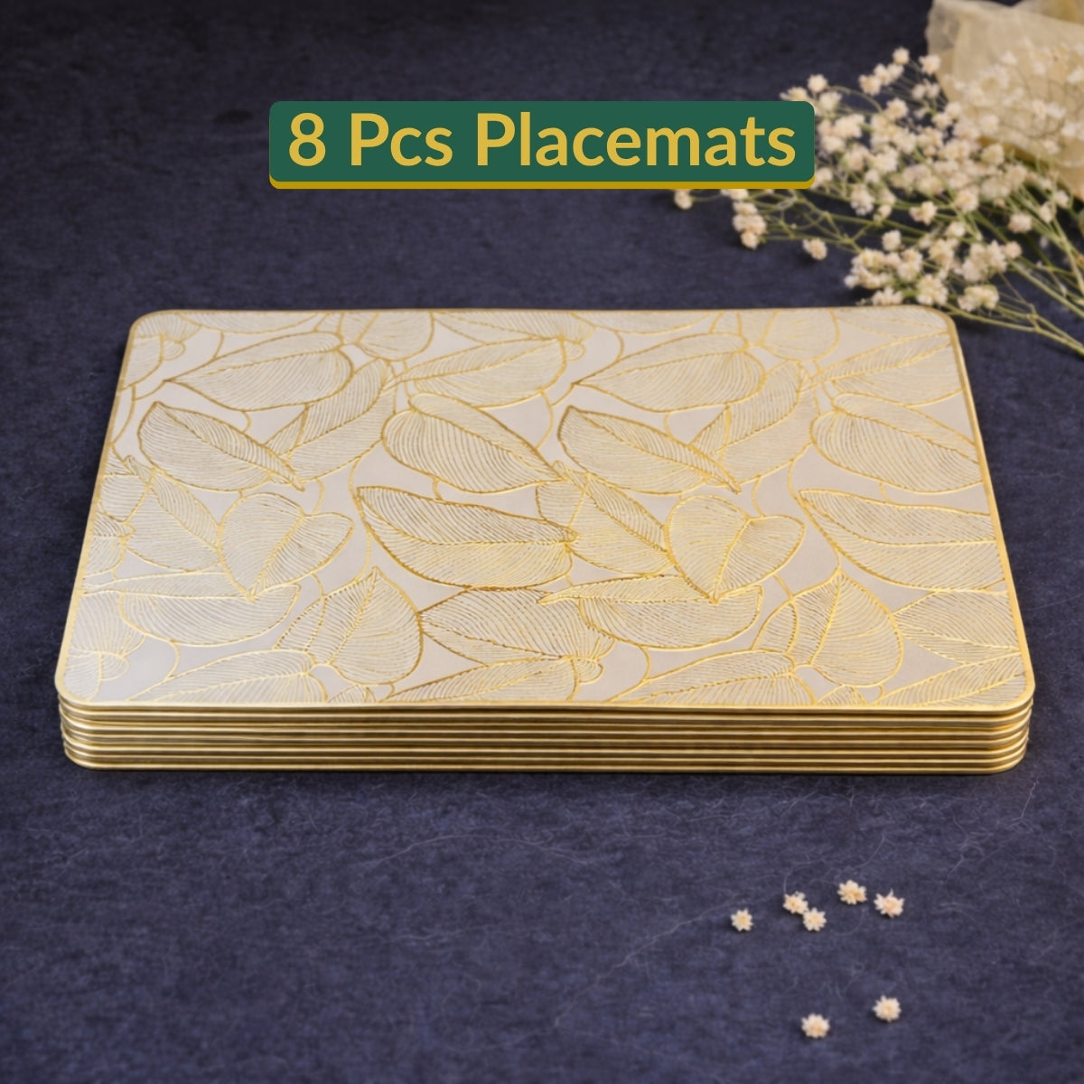 Golden & White Banana Leaves Placemat