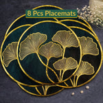Golden & Black Round Ginkgo Placemat