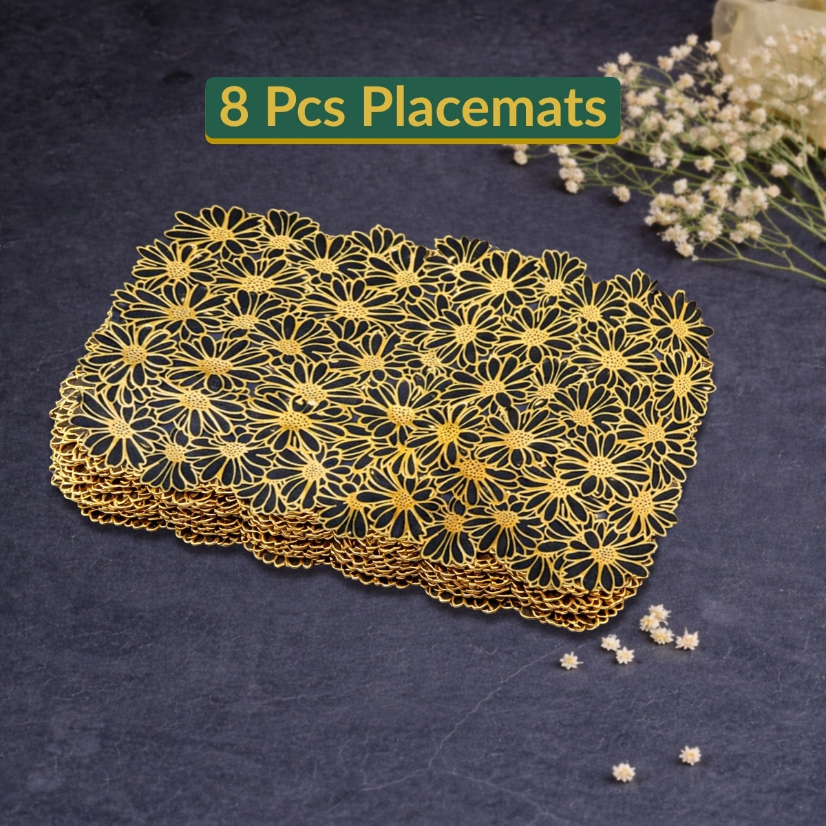 Golden & Black Daisy Cluster Placemat