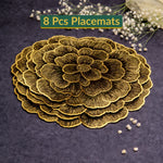 Golden & Black Round Floral Placemat