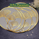 Golden & Grey Round Ginkgo Placemat