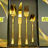 AYD Premium 24-Piece Hammered Golden Cutlery Set - 6 Person