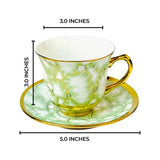 6 Persons Ceramic Cup & Saucer Set - Marble green