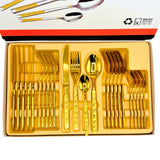 Imported Cutlery 24-Piece Golden Flower Pattern Design - 6 Person