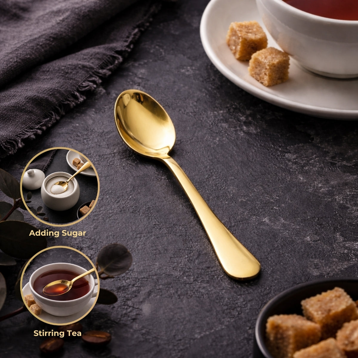 5 YEAR GUARANTEE 50 Gram Premium Golden Cutlery Set Qareenay Manzil® branded