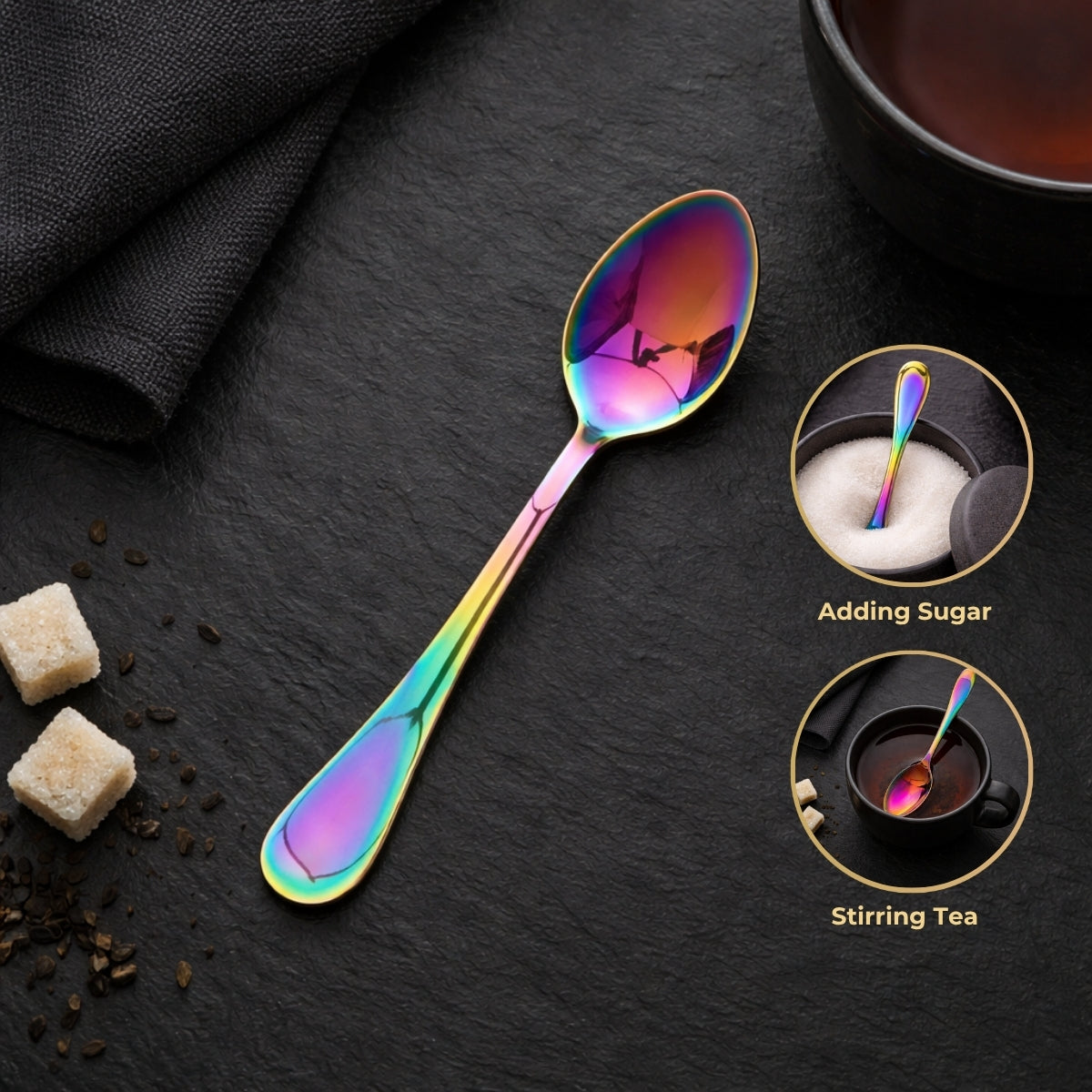 5 YEAR GUARANTEE 50 Gram Premium Rainbow Cutlery Set Qareenay Manzil® branded