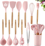 12 piece Silicone Kitchen Utensils Set - Pink