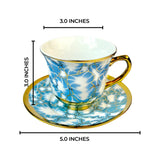 6 Persons Ceramic Cup & Saucer Set - Marble Blue