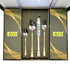 Imported Cutlery 24-Piece Golden & Silver Diamond Pattern Design - 6 Person