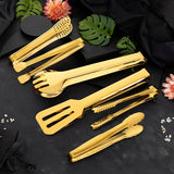 WALFOS 6-pieces Golden Multipurpose Tongs