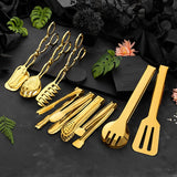 OGORI 9-Pieces Golden Serving Tongs