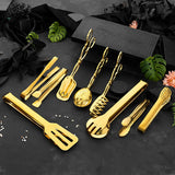 OGORI 9-Pieces Golden Serving Tongs