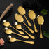 Set of 8 - Rice & Curry Serving Spoons Set Golden