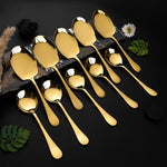 Rice & Curry Serving Spoons Set Golden Qareenay Manzil® Branded with 5 Year Warranty