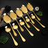 Set of 10 - Rice & Curry Serving Spoons Set Golden