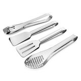 Set of 4 Large Tongs Multipurpose (Silver)