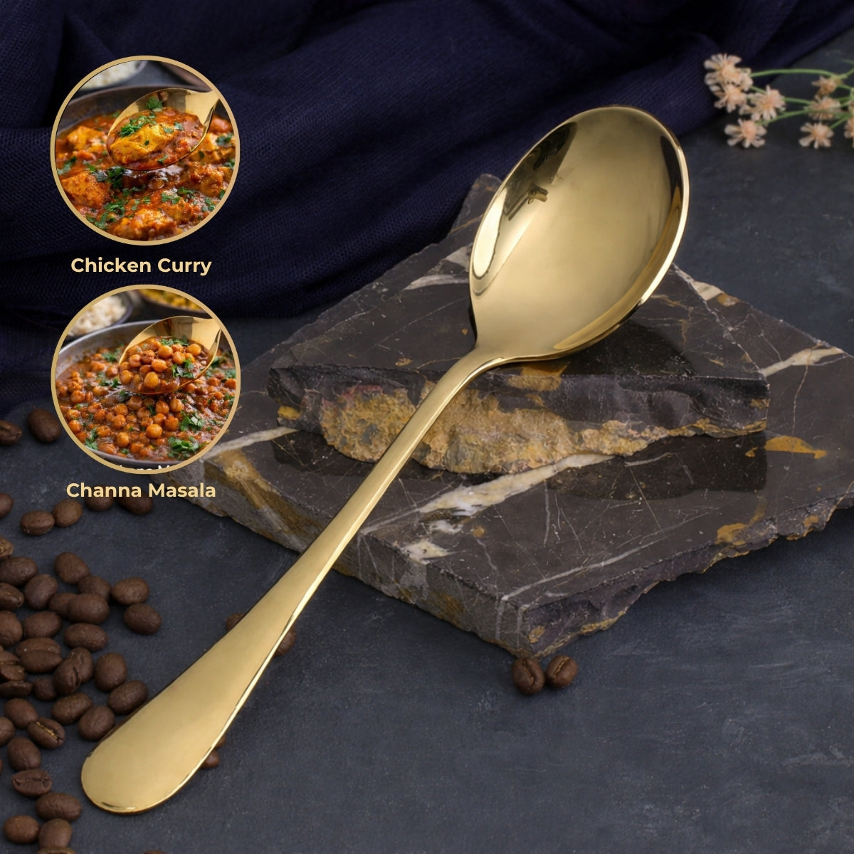 5 YEAR GUARANTEE 50 Gram Premium Golden Cutlery Set Qareenay Manzil® branded