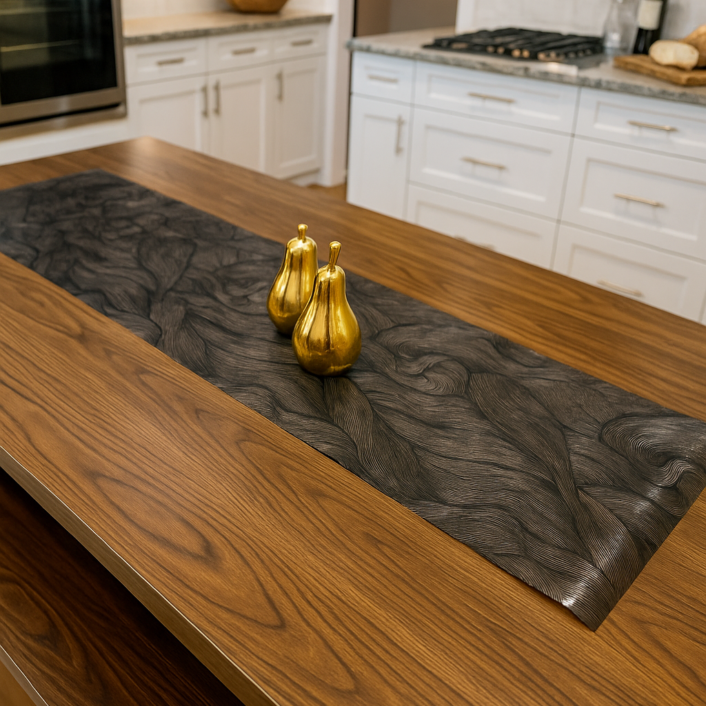 Table runner art geometry - Black color