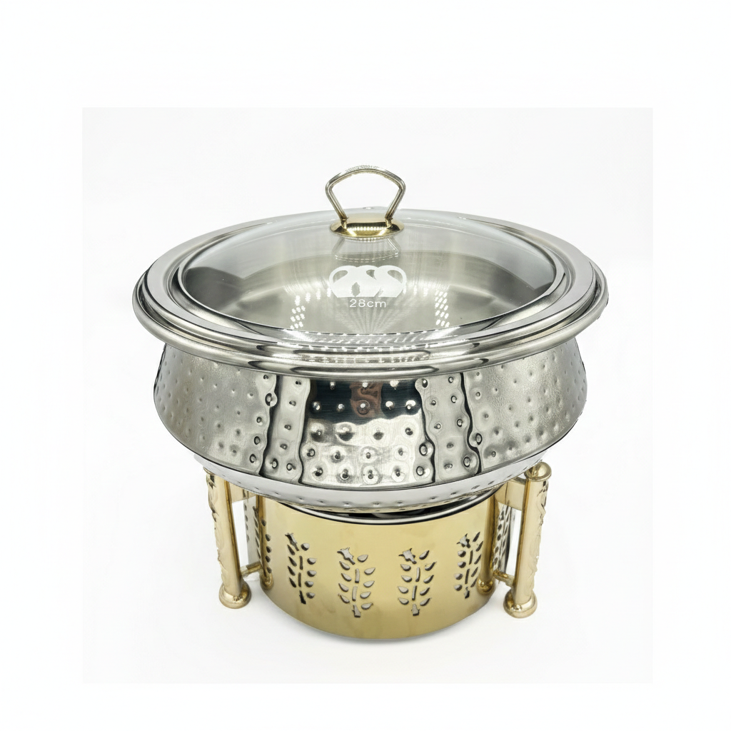 QM®  Chafing Dishes With Burner Stand & Steamer-Stainless Steel