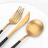 35 Grams Quality Cutlery for 6 People - 24 Piece Set - Gold & Black