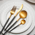 80 Gram HEAVY Quality Cutlery for 6 People - 24 Piece Set - Black & Golden