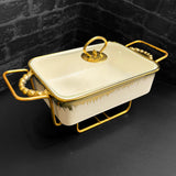 8 inches Chafing Dish with Glass Lid & Stand - White