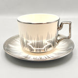 6 Persons Bone China Tea cup & Saucer Set - White & Silver