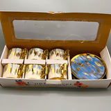 6 Persons Ceramic Tea cup & Saucer Set - Blue & Gold