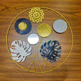 Golden Leaves Modern Wall Hanging - Mirrored Design