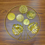 Golden Leaves Modern Wall Hanging - Mirrored Design